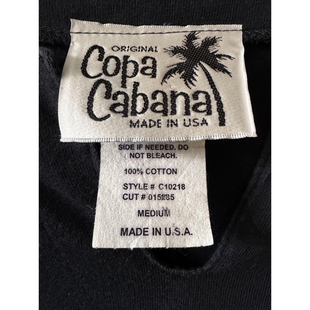 Copa Cabana Vintage Fish Print Cotton Midi Dress Black Boho Coastal Cowgirl M - Picture 6 of 6